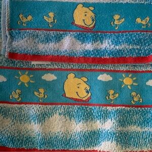 Disney Winnie Pooh Bear Blue and White Clouds Towels